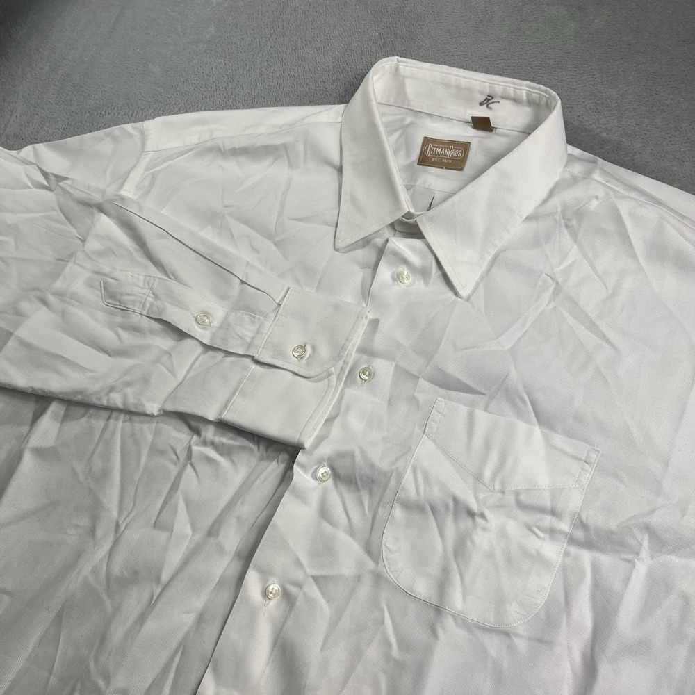 Gitman Brothers Dress Shirt Mens Size 19 34 Oxford White Textured Cotton